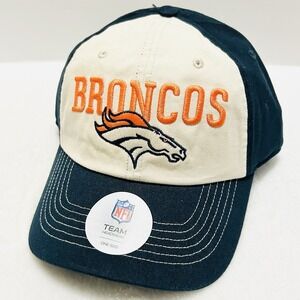 NFL Team Apparel Denver Broncos Wordmark‎ Logo Hat Cap Adjustable Blue NFL